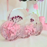 Nebula – Lampe Nuage en Résine Fleurie Rose Mauve, Veilleuse Décorative