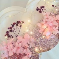 Nebula – Lampe Nuage en Résine Fleurie Rose Mauve, Veilleuse Décorative