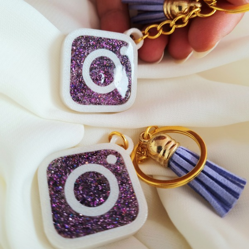 Porte-clés Personnalisable Avec Puce NFC - Pour Lier à Votre Profil Instagram, Design Rose Et Blanc 3D