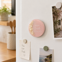 Aimants ronds personnalisés en résine et fleurs d’hortensia – Cadeaux invités