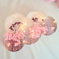 Nebula – Lampe Nuage en Résine Fleurie Rose Mauve, Veilleuse Décorative