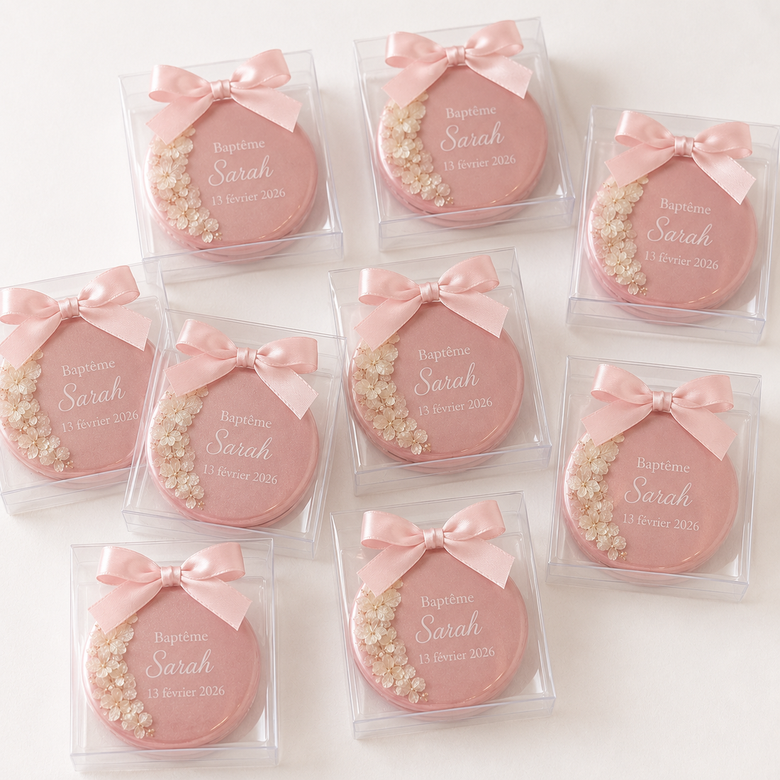 Aimants ronds personnalisés en résine et fleurs d’hortensia – Cadeaux invités
