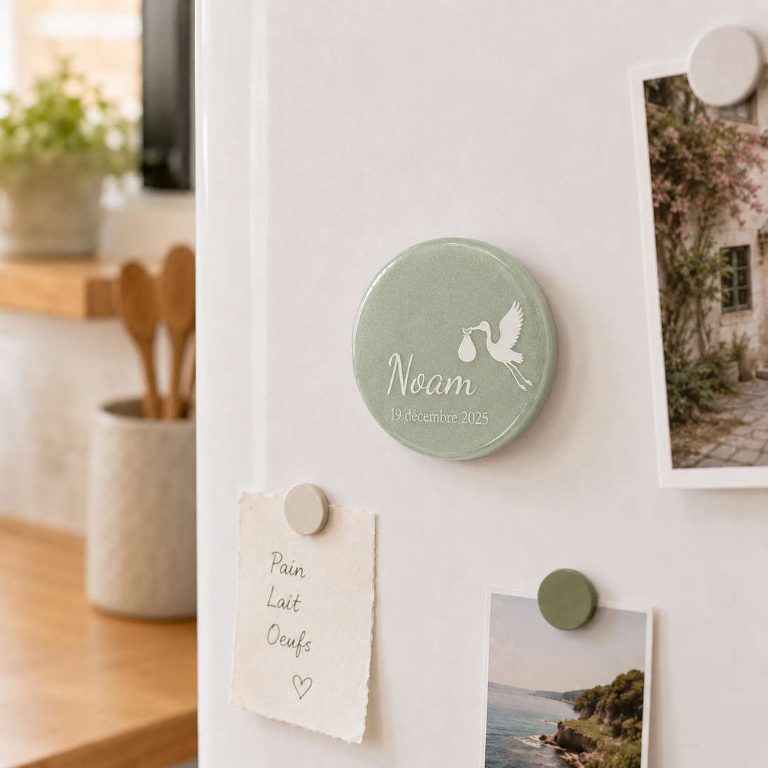 Aimants ronds personnalisés en résine et fleurs d’hortensia – Cadeaux invités