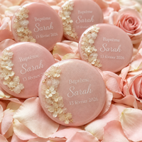 Aimants ronds personnalisés en résine et fleurs d’hortensia – Cadeaux invités