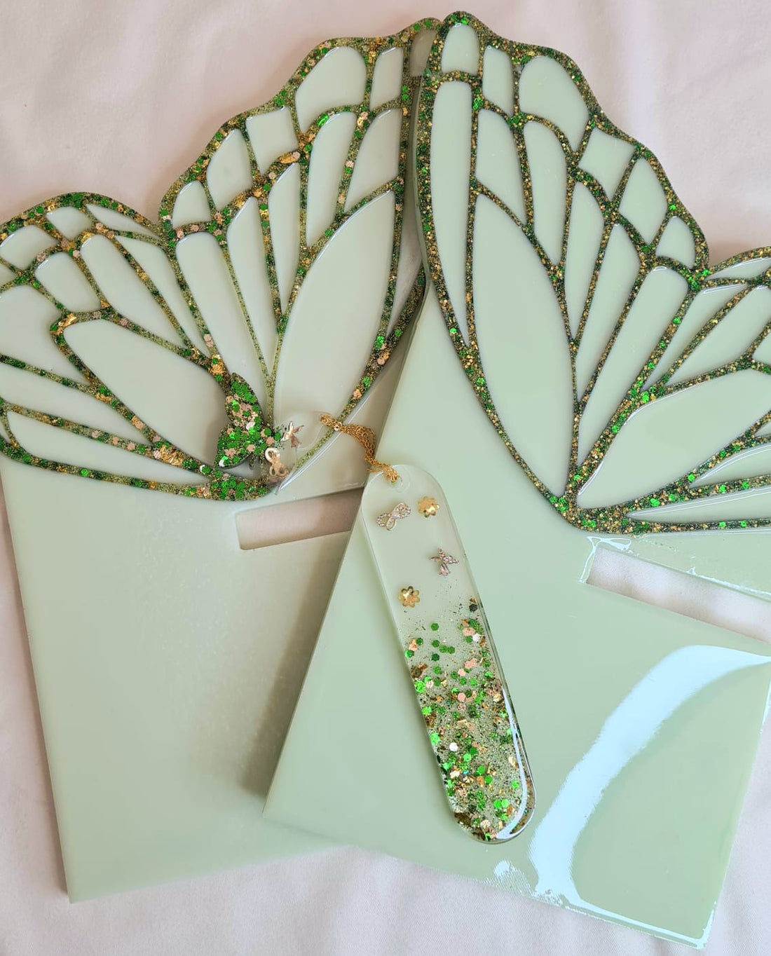 Porte-Livre Papillon en Résine Vert