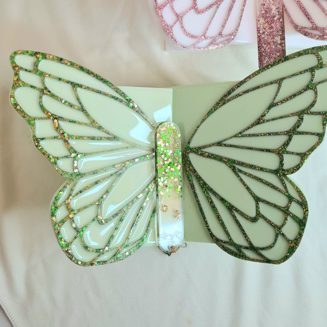 Porte-Livre Papillon en Résine Vert